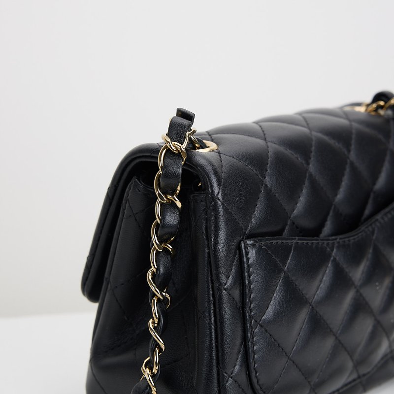 二手Chanel mini coco 17方胖/黑淡金扣-10