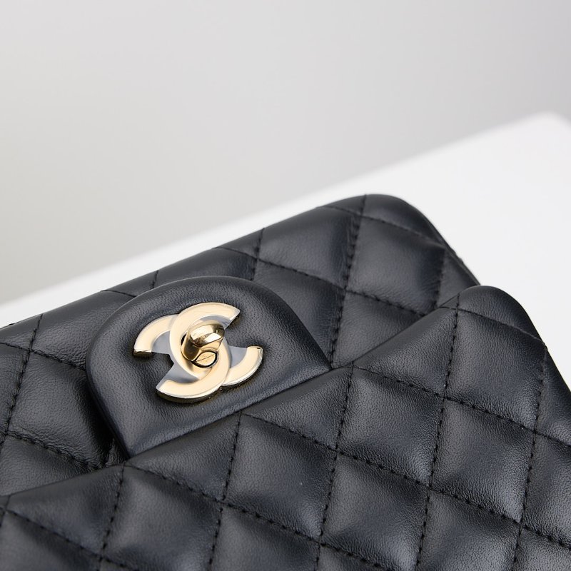 二手Chanel mini coco 17方胖/黑淡金扣-11