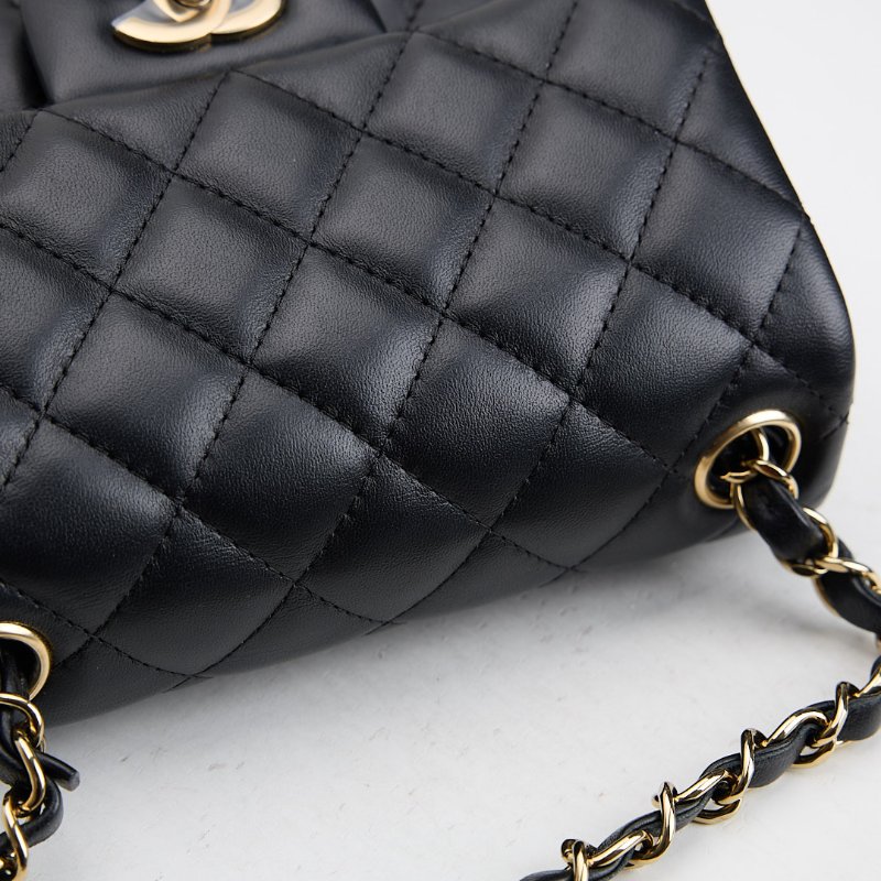 二手Chanel mini coco 17方胖/黑淡金扣-12