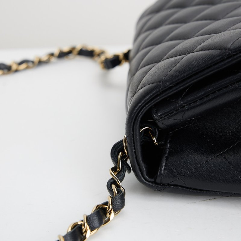 二手Chanel mini coco 17方胖/黑淡金扣-13