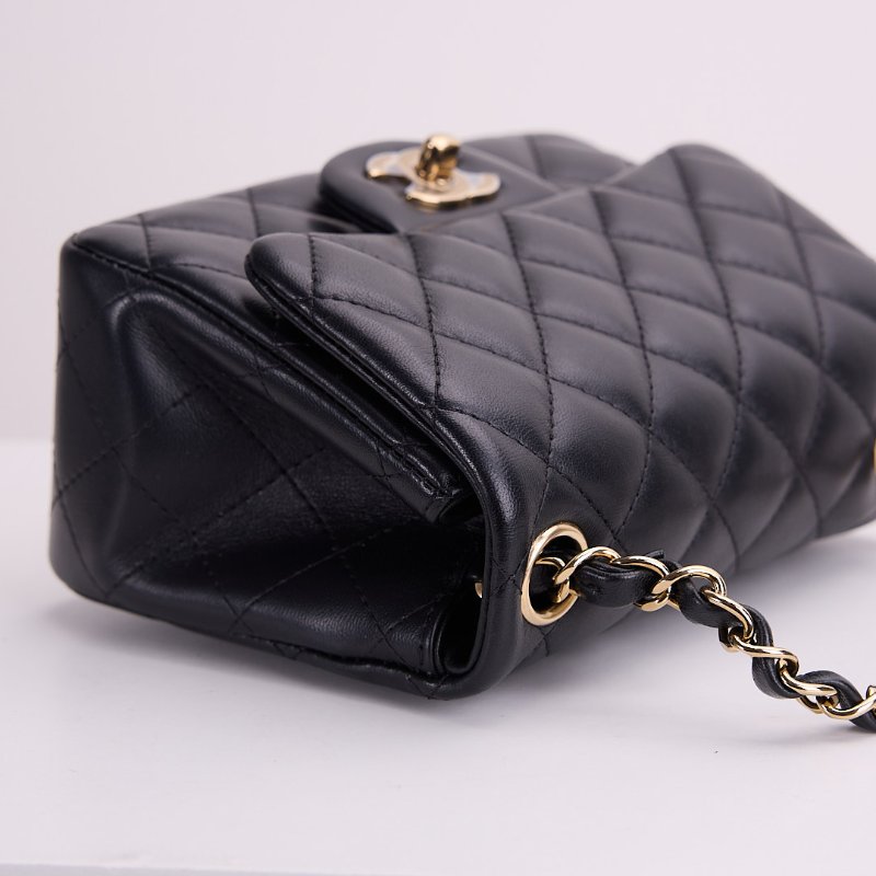 二手Chanel mini coco 17方胖/黑淡金扣-16