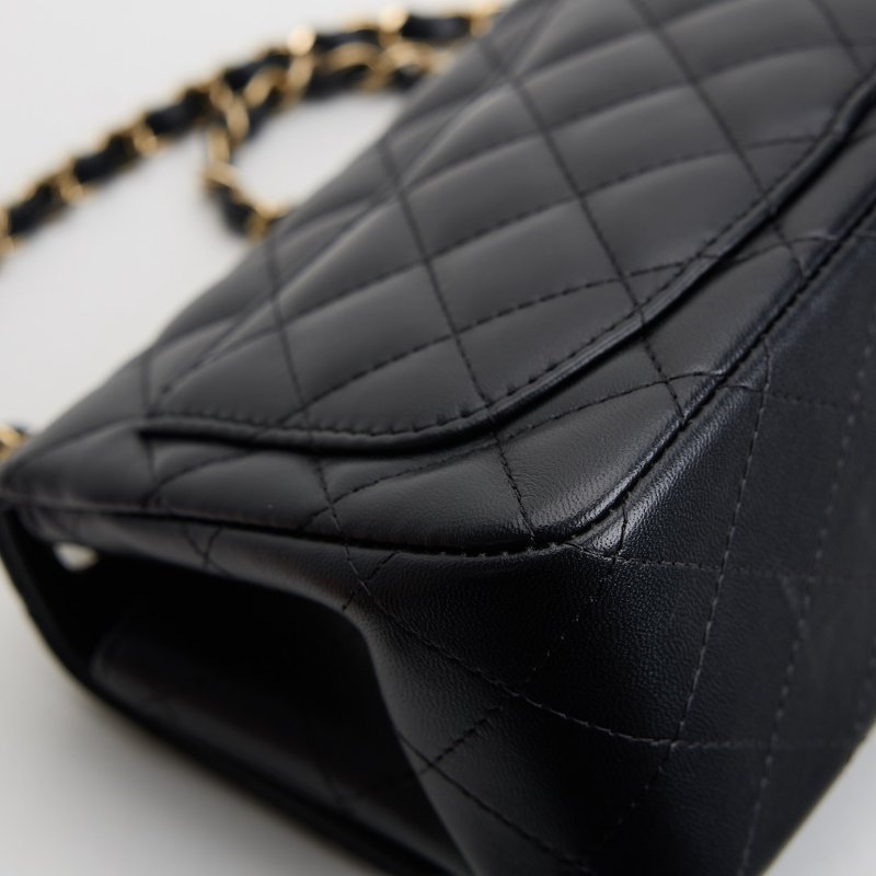 二手Chanel mini coco 17方胖/黑淡金扣-20