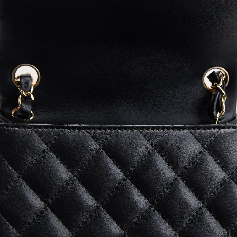 二手Chanel mini coco 17方胖/黑淡金扣-21