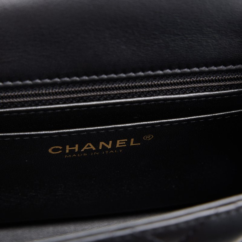 二手Chanel mini coco 17方胖/黑淡金扣-25