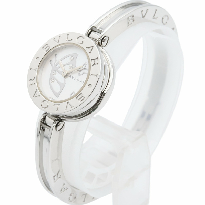 寶格麗 B-zero1 系列腕錶，不鏽鋼材質，女款，白色錶殼，型號 BZ22S-1