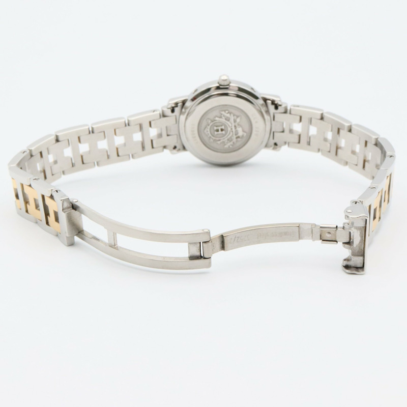 愛馬仕 Clipper 系列腕錶，鍍金不鏽鋼材質，女士款，象牙色，CL4.220-3