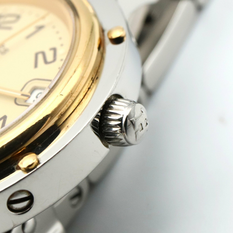 愛馬仕 Clipper 系列腕錶，鍍金不鏽鋼材質，女士款，象牙色，CL4.220-5