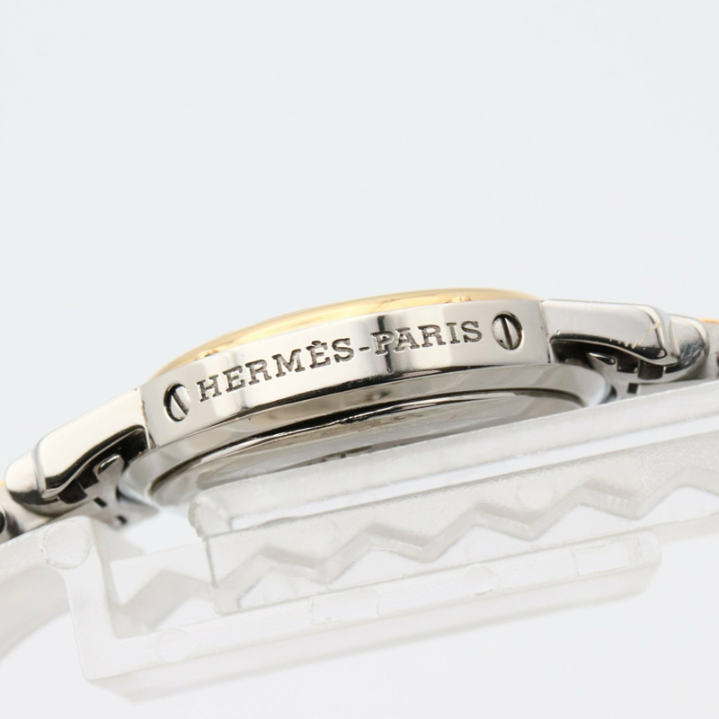 愛馬仕 Clipper 系列腕錶，鍍金不鏽鋼材質，女士款，象牙色，CL4.220-12