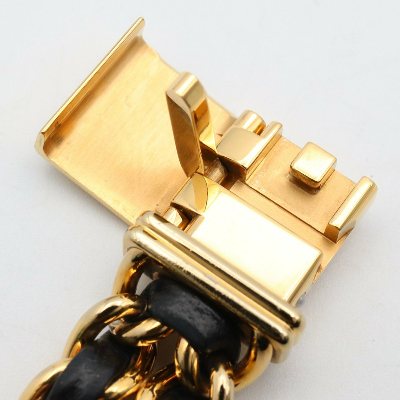 香奈兒 Premiere 原廠版腕錶，鍍金，皮革錶帶，女士款，黑色，H6951-12