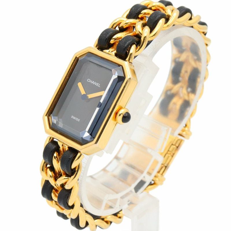 香奈兒 Premiere L 腕錶，鍍金，皮革錶帶，女士，黑色，H0001-1