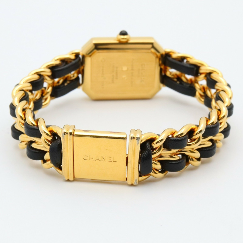 香奈兒 Premiere L 腕錶，鍍金，皮革錶帶，女士，黑色，H0001-3