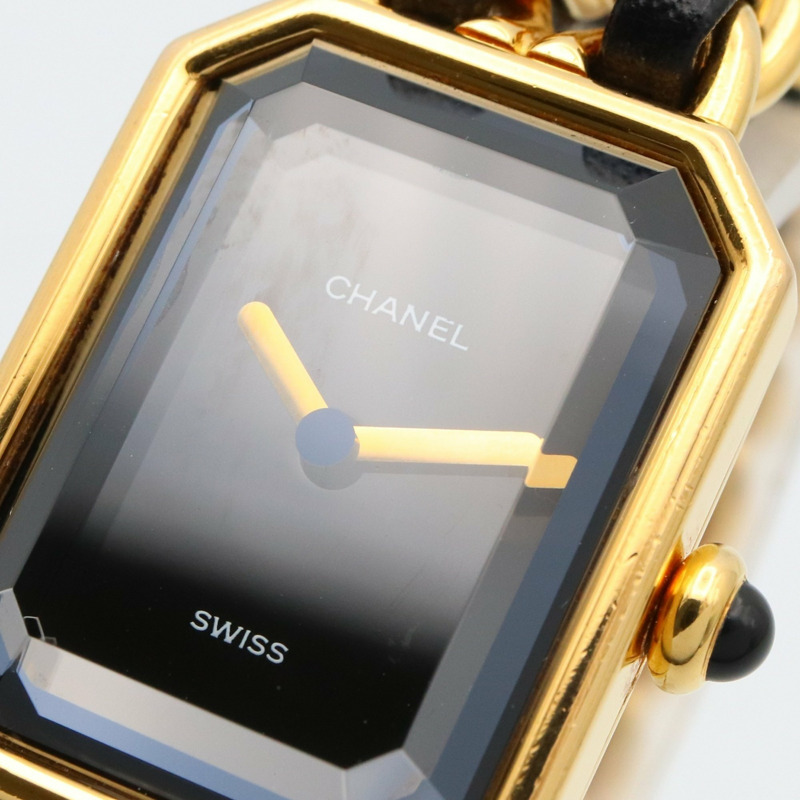 香奈兒 Premiere L 腕錶，鍍金，皮革錶帶，女士，黑色，H0001-7