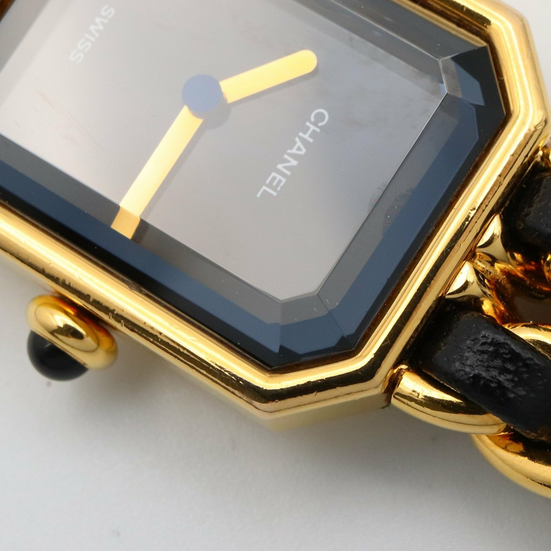 香奈兒 Premiere L 腕錶，鍍金，皮革錶帶，女士，黑色，H0001-9