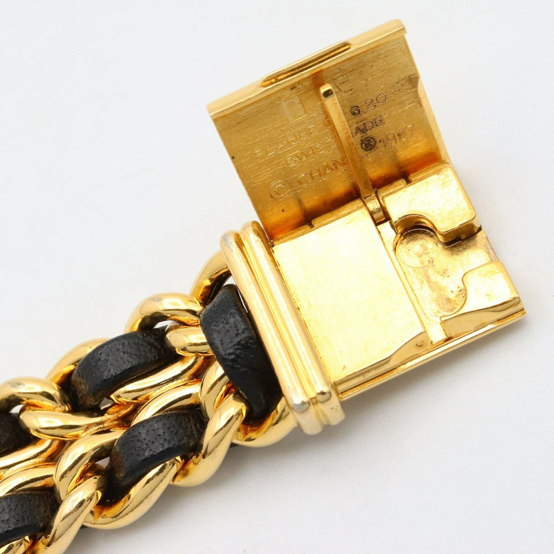 香奈兒 Premiere L 腕錶，鍍金，皮革錶帶，女士，黑色，H0001-13