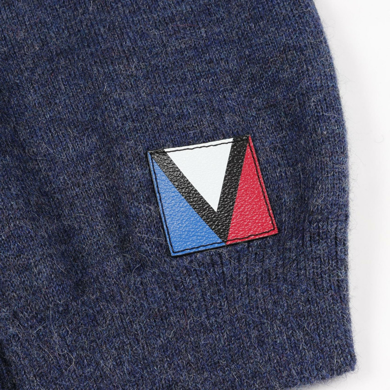 路易威登 (LOUIS VUITTON) 牛仔效果針織開襟衫 RW232WB 羊駝毛海軍藍 二手 女款 S 碼-4