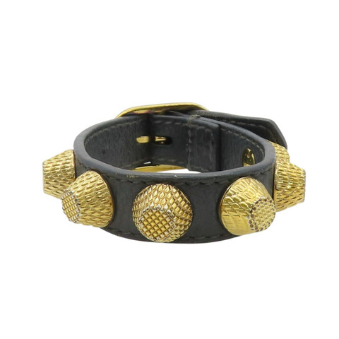 黑色牛皮 金色鉚釘 手環【BALENCIAGA 巴黎世家】