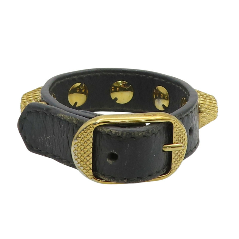 黑色牛皮 金色鉚釘 手環【BALENCIAGA 巴黎世家】-1