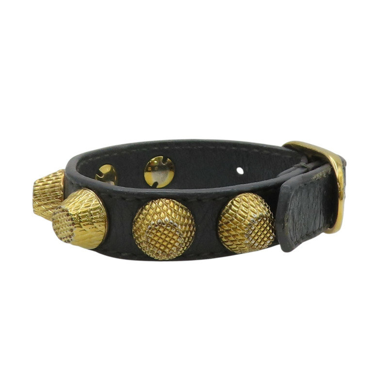 黑色牛皮 金色鉚釘 手環【BALENCIAGA 巴黎世家】-3