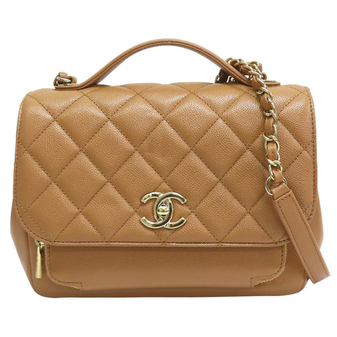 棕色 牛皮 菱格紋 荔枝紋 郵差包 肩背包 A93607【CHANEL 香奈兒】 A93607