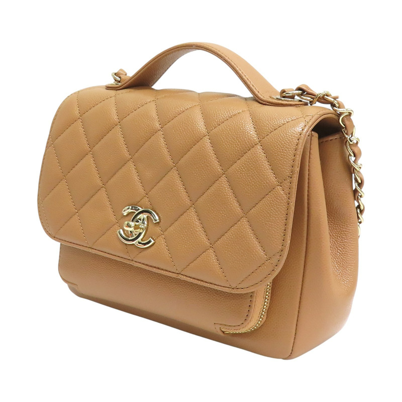 棕色 牛皮 菱格紋 荔枝紋 郵差包 肩背包 A93607【CHANEL 香奈兒】 A93607-2