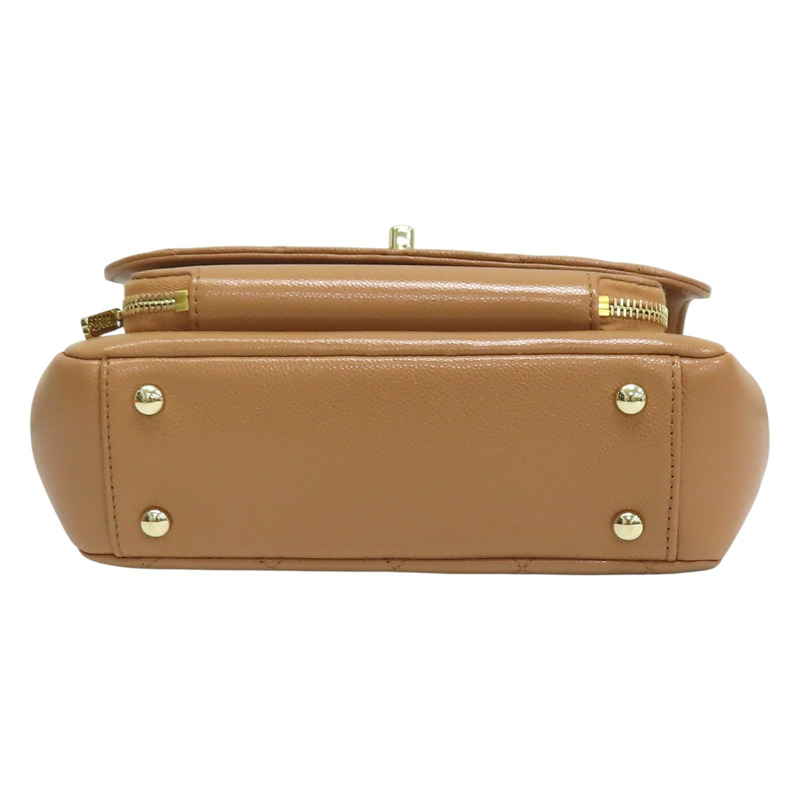 棕色 牛皮 菱格紋 荔枝紋 郵差包 肩背包 A93607【CHANEL 香奈兒】 A93607-3