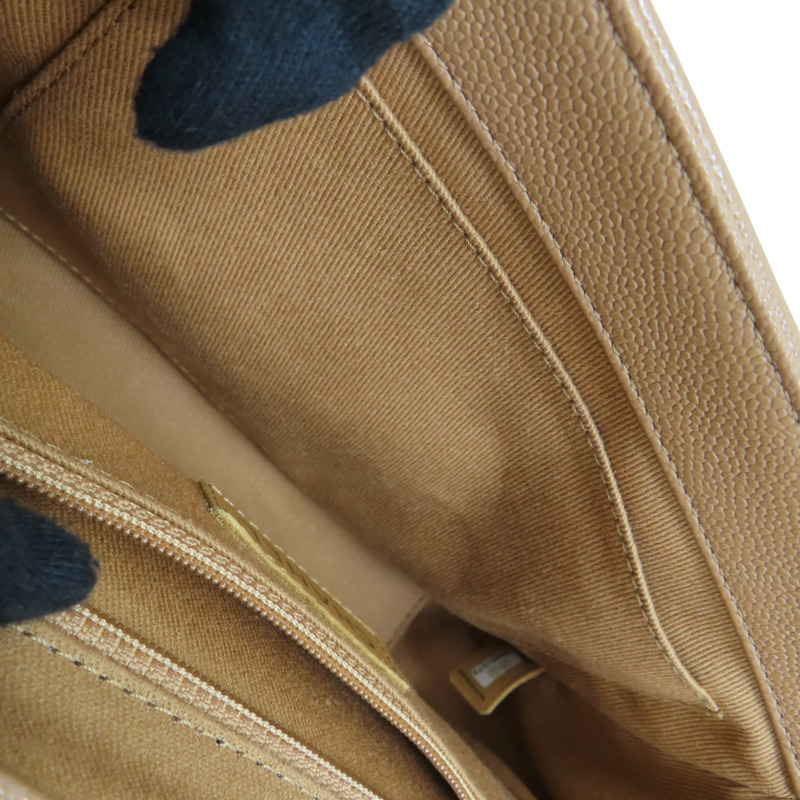 棕色 牛皮 菱格紋 荔枝紋 郵差包 肩背包 A93607【CHANEL 香奈兒】 A93607-5