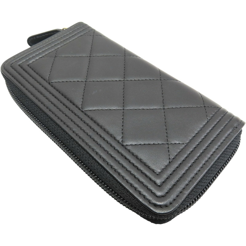 黑色羊皮 短夾【CHANEL 香奈兒】-3