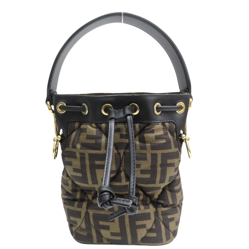 黑色 帆布 Mon Tresor Mini 手提包 (無背帶)【FENDI 芬迪】 8BS010A659-0