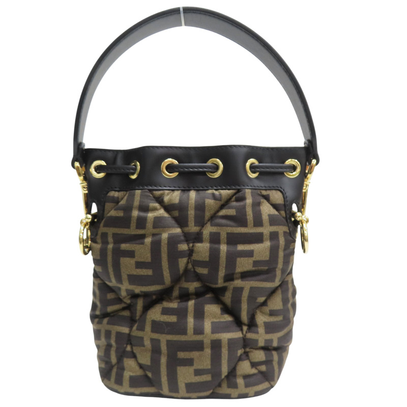 黑色 帆布 Mon Tresor Mini 手提包 (無背帶)【FENDI 芬迪】 8BS010A659-1