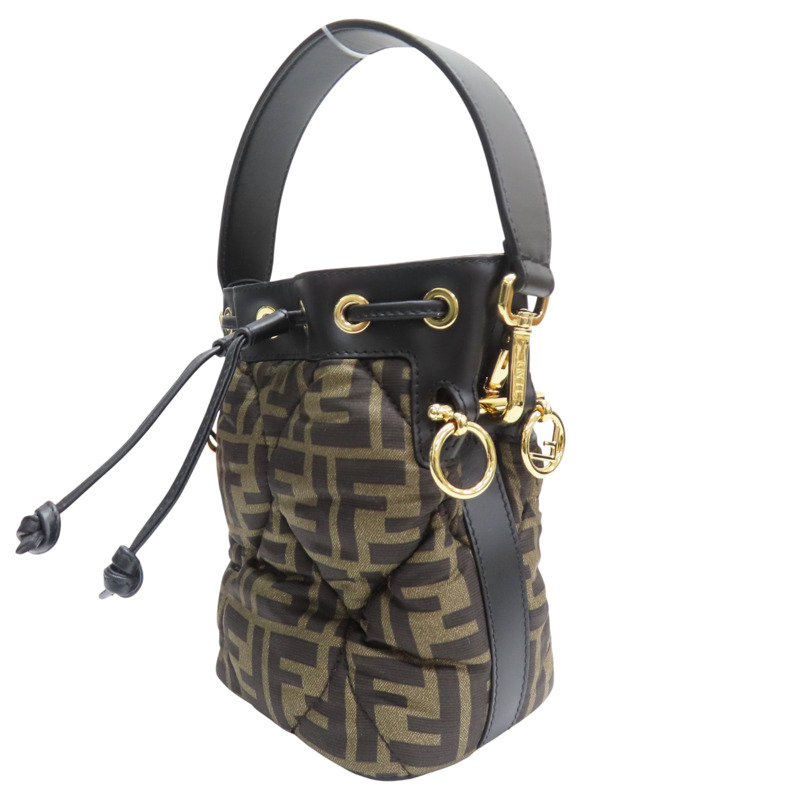 黑色 帆布 Mon Tresor Mini 手提包 (無背帶)【FENDI 芬迪】 8BS010A659-2