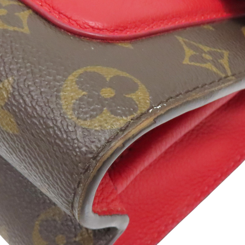 棕色 原花帆布 紅色牛皮 鏈帶 肩背包【LOUIS VUITTON LV 路易威登】 M41731-10