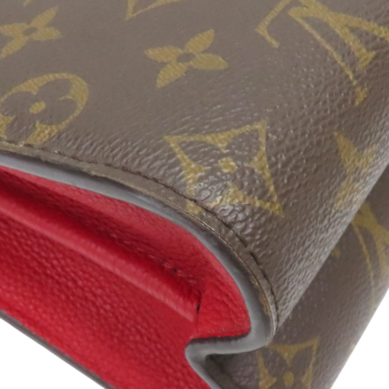 棕色 原花帆布 紅色牛皮 鏈帶 肩背包【LOUIS VUITTON LV 路易威登】 M41731-11