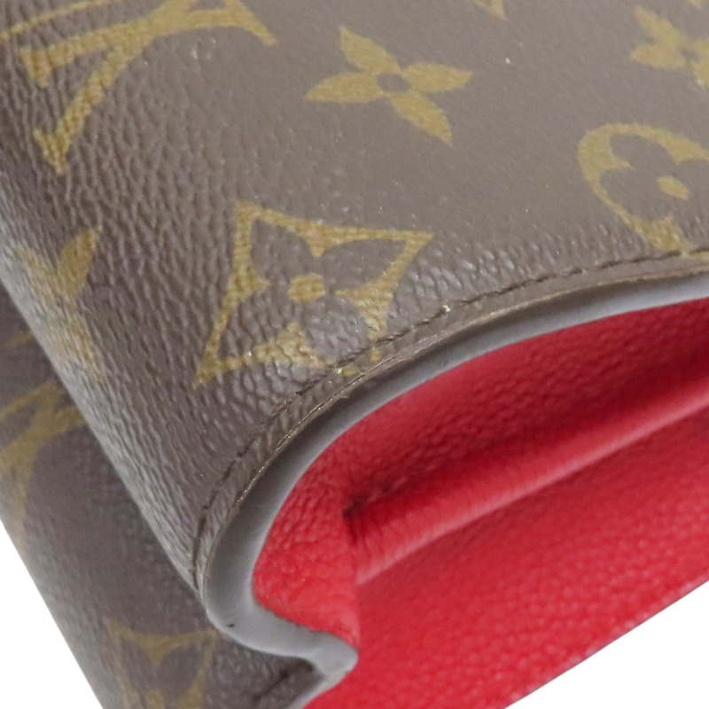 棕色 原花帆布 紅色牛皮 鏈帶 肩背包【LOUIS VUITTON LV 路易威登】 M41731-12