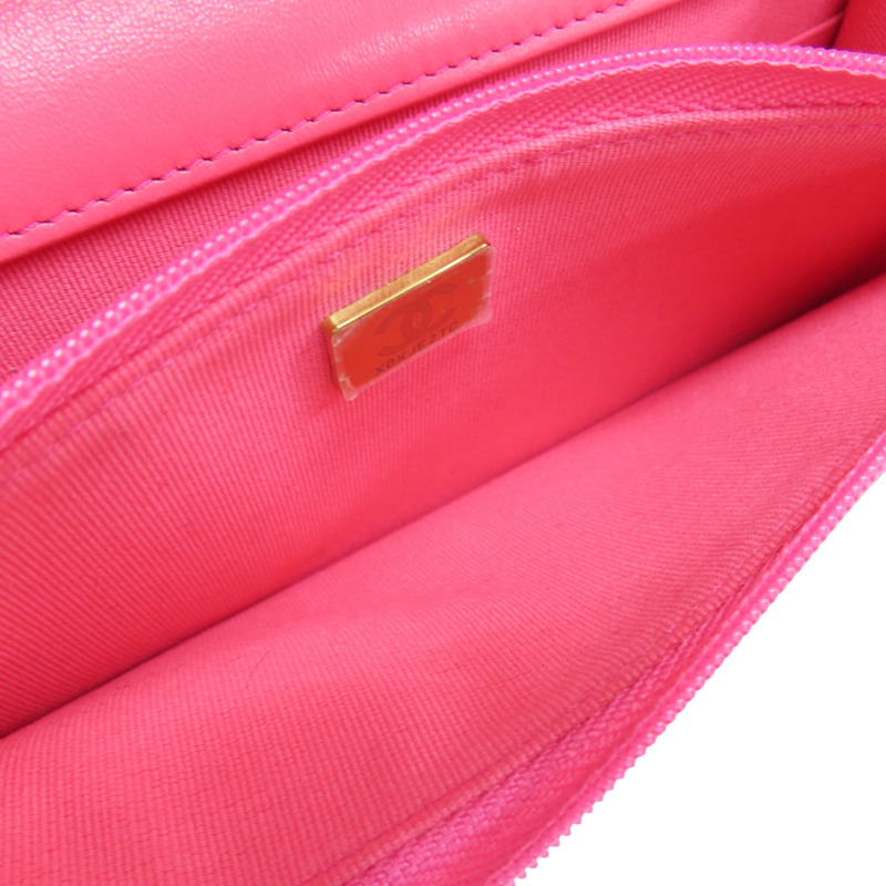 桃紅色 羊皮 WOC 雙鏈包 金釦【CHANEL 香奈兒】 AP3244-5