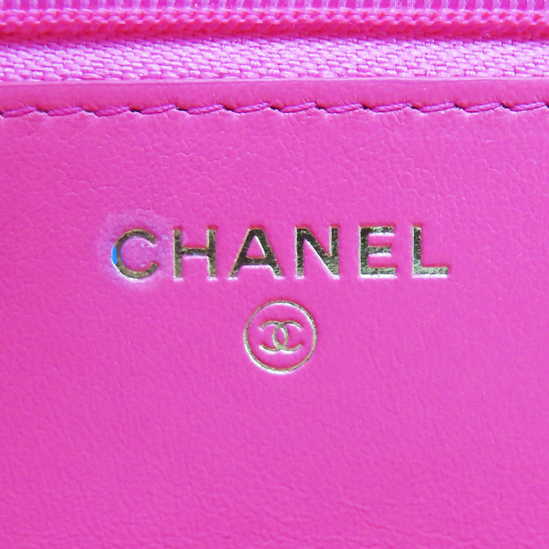 桃紅色 羊皮 WOC 雙鏈包 金釦【CHANEL 香奈兒】 AP3244-6