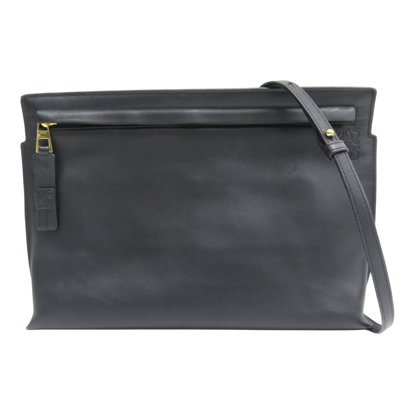 黑色 牛皮 拉鍊 肩背包 LOEWE 羅威】-0