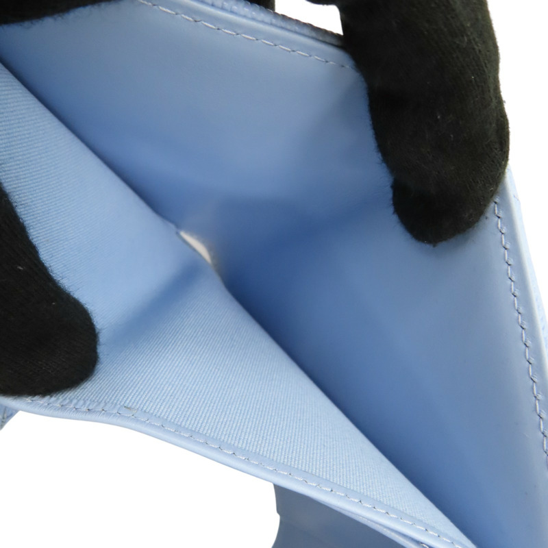 藍色 荔枝紋 牛皮 銀扣 三折短夾 【CHANEL 香奈兒】-6