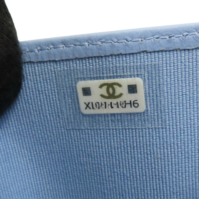 藍色 荔枝紋 牛皮 銀扣 三折短夾 【CHANEL 香奈兒】-9