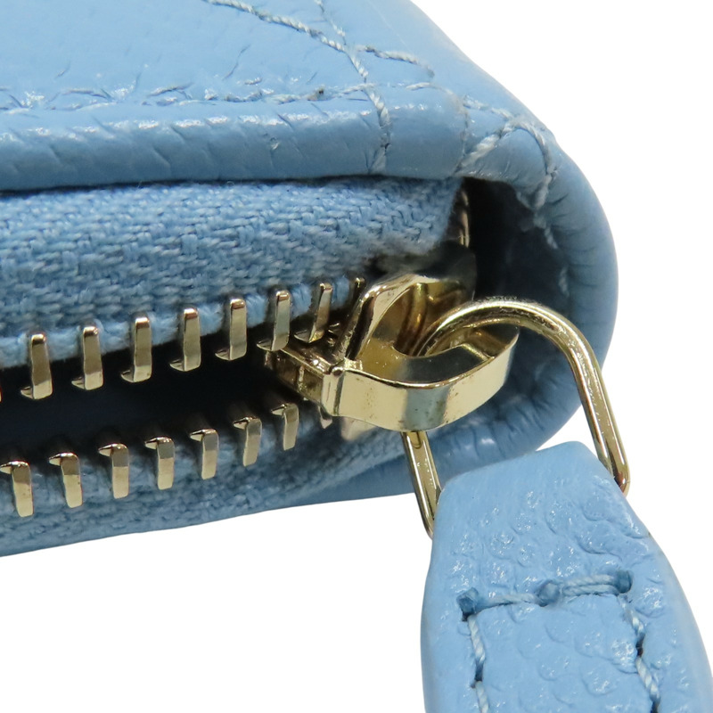 藍色 荔枝紋 牛皮 卡夾 零錢包【CHANEL 香奈兒】-9