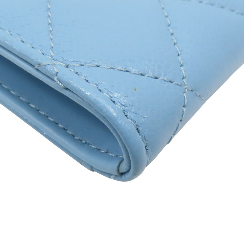 藍色 荔枝紋 牛皮 卡夾 零錢包【CHANEL 香奈兒】-10