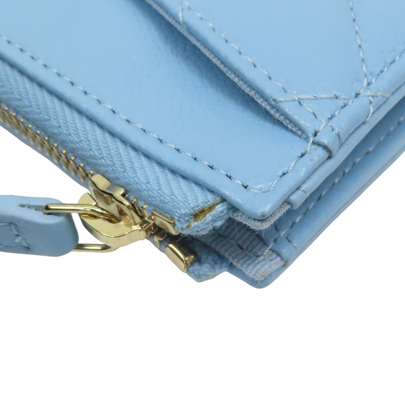 藍色 荔枝紋 牛皮 卡夾 零錢包【CHANEL 香奈兒】-11