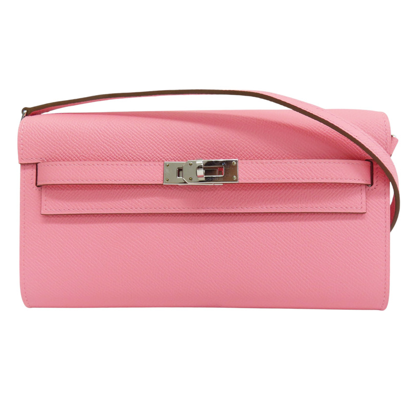 奶昔粉 Epsom牛皮 Kelly To go 肩背包 Z刻 銀釦【HERMES 愛馬仕】-0