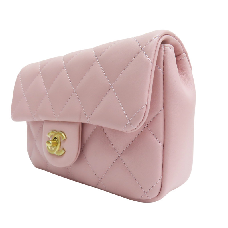 粉色 羊皮 愛心鍊帶 肩背包 金釦【CHANEL 香奈兒】 AS3456-2