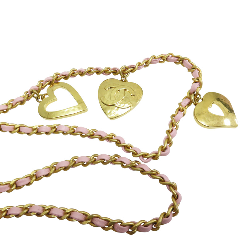 粉色 羊皮 愛心鍊帶 肩背包 金釦【CHANEL 香奈兒】 AS3456-12