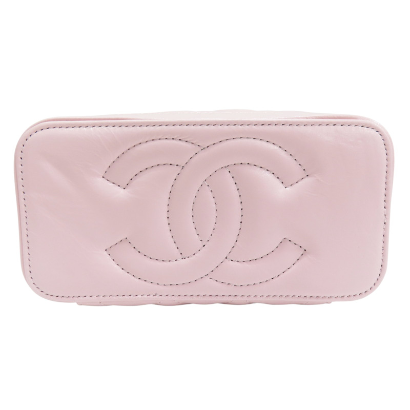 粉色 羊皮 鏈帶 化妝盒 肩背包 金釦【CHANEL 香奈兒】-3