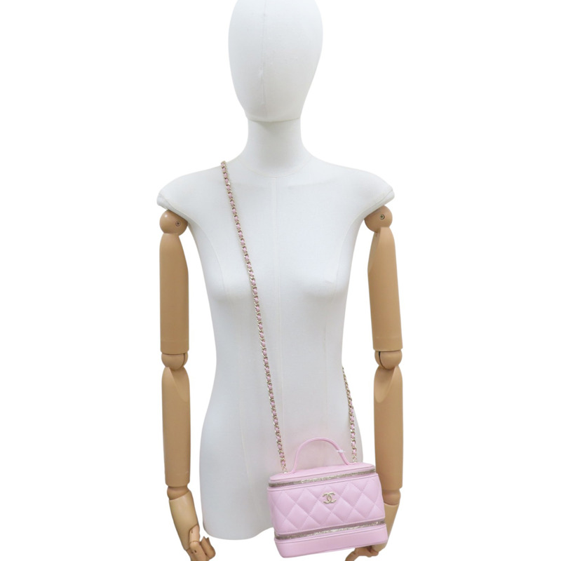 粉色 羊皮 鏈帶 化妝盒 肩背包 金釦【CHANEL 香奈兒】-8
