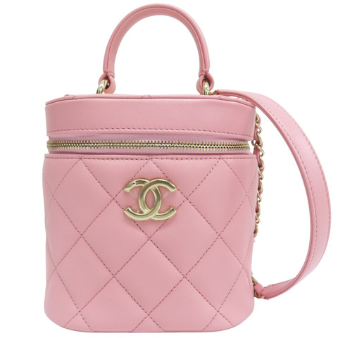 粉色 羊皮 Trendy CC 化妝箱 肩背包 金釦【CHANEL 香奈兒】 AS1626
