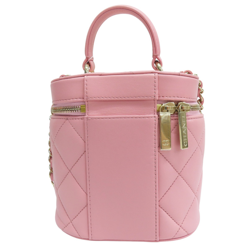 粉色 羊皮 Trendy CC 化妝箱 肩背包 金釦【CHANEL 香奈兒】 AS1626-1