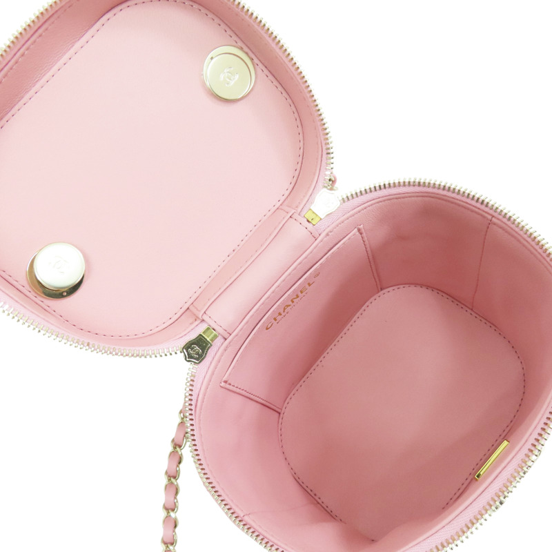 粉色 羊皮 Trendy CC 化妝箱 肩背包 金釦【CHANEL 香奈兒】 AS1626-4