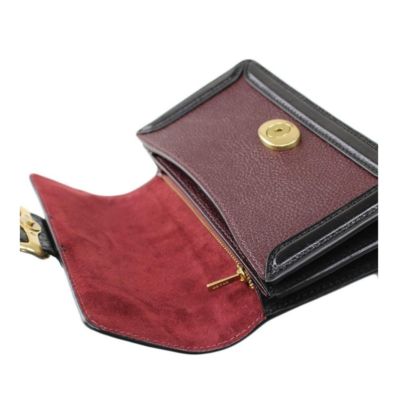 【COACH】馬車LOGO拼色皮革腰包-酒紅色-2